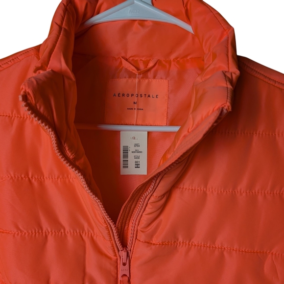 New Abercrombie & Fitch Bright Vibrant Puffer Puffy Pink Vest Zipper Pockets M - Picture 4 of 9